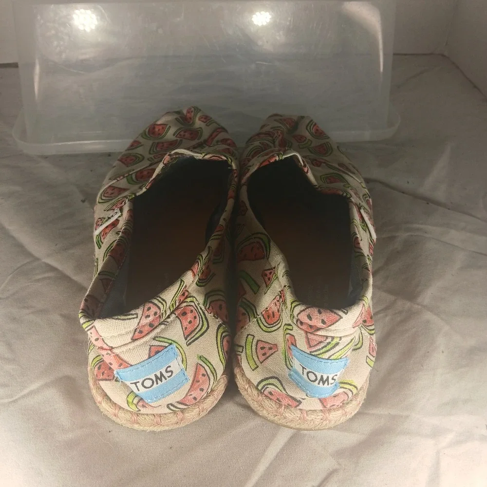 TOMS‎ Watermelon Print Canvas Alpargata Espadrille Slip On Shoes Womens 8 Cream
